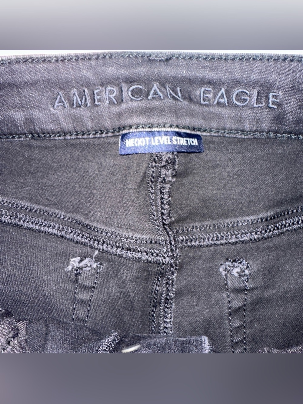 American Eagle High-Rise Distressed Black Denim Shorts - Women - Picture 3 of 5